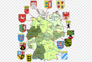 خريطة توضح أعلام المقاطعات الألمانية