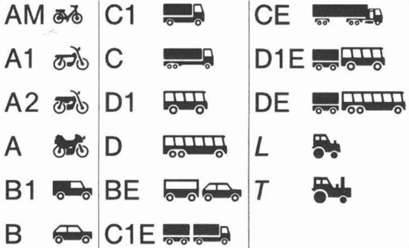 أنواع فئات رخصة القيادة في المانيا