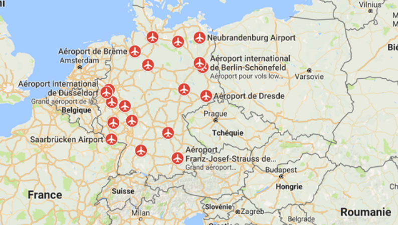 خريطة مطارات المانيا