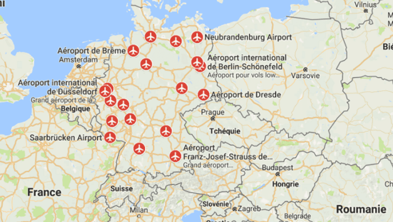 خريطة مطارات ألمانيا التفاعلية