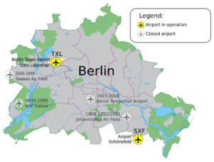 خريطة المطارات الكبيرة في برلين