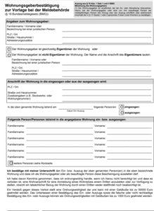 استمارة تسجيل السكن في المانيا